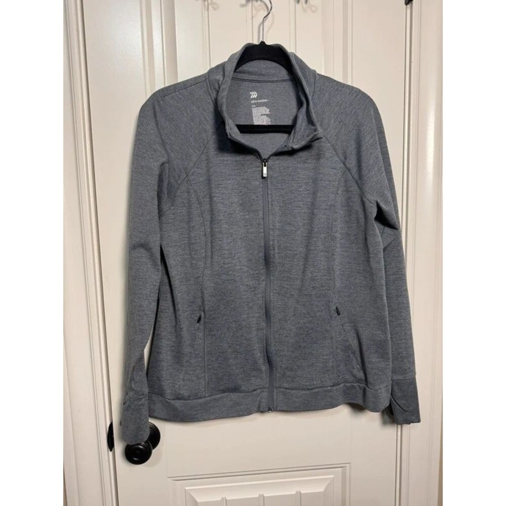All In Motion Heathered Gray Full-Zip Athletic Jacket Plus Size XXL